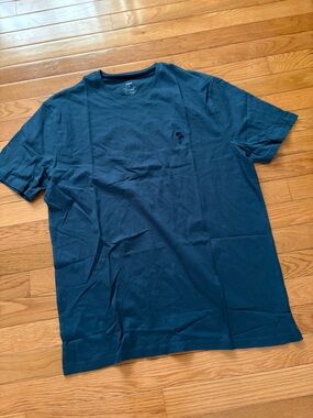 Men's Short Sleeve Crew Tee in Teal with Small Embroidered Palm